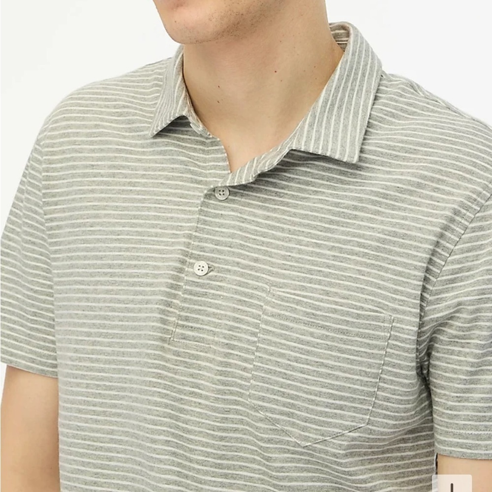 J crew Striped slub jersey pocket polo shirt - Picture 3 of 5